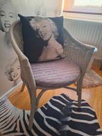 Vintage Rotan Stoel - Grijs & Gestoffeerd, Ophalen