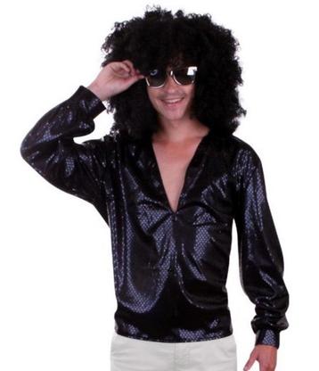 Disco blouse zwart glitter van € 23,95 voor € 15,95 beschikbaar voor biedingen