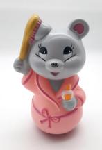 Vintage hard plastic Muis Tuimelaar met badjas aan, Verzamelen, Ophalen of Verzenden, Gebruikt