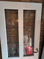 Houten glas-in-looddeur., Doe-het-zelf en Verbouw, Deuren en Horren, Ophalen, 80 tot 100 cm, Binnendeur, 200 tot 215 cm