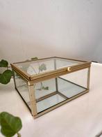 Vintage bewaardoosje glas met goudkleurige randen, Antiek en Kunst, Ophalen of Verzenden