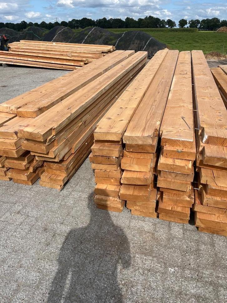 Partij houten balken, Doe-het-zelf en Verbouw, Hout en Planken, Gebruikt, Balk, Vuren, 300 cm of meer, 50 mm of meer, Ophalen
