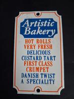Vintage metalen emaille bordje Artistic Bakery, Ophalen of Verzenden, Nieuw, Reclamebord