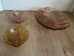 Art deco 2 roze en 1 goud/amber schelpschalen, Ophalen of Verzenden
