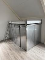Tweepersoons rvs hoogslaper demonteerbaar en auping bodem, Huis en Inrichting, Slaapkamer | Stapelbedden en Hoogslapers, Ophalen