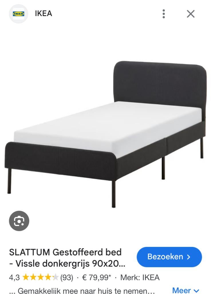 Ikea SLATTUM bed 90 x 200 LICHTGRIJS! niet donker zoals foto, Ophalen, 90 cm, Eenpersoons, Zo goed als nieuw