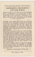 Leonardus F. van der Burgt 1932 Uden + 1961 Den Bosch, 29 jr, Verzenden