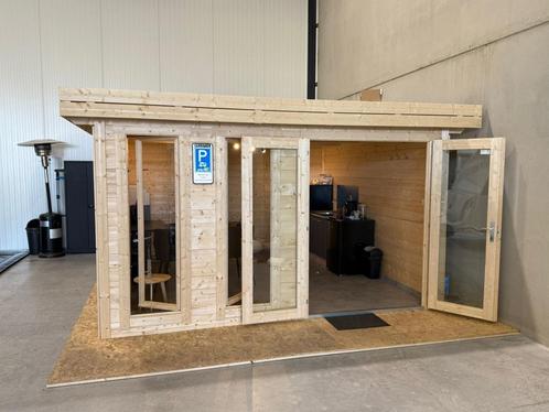 Tuinhuis/Kantoor Aldo 14m2, Dubb.deur + 3 ramen ruim & licht, Tuin en Terras, Tuinhuizen, Zo goed als nieuw, Tuinhuis, Hout, 250 tot 500 cm