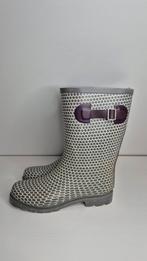 Grijze regenlaarzen met wit en paars - Maat 39, Ophalen of Verzenden, Zo goed als nieuw, Wit, Regenlaarzen