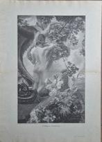 Antieke prent ca.1901 - Verleiding, Antiek en Kunst, Ophalen of Verzenden