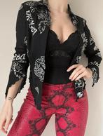 Zwart-zilveren glitter blouse, S. Draak 90s 00s mesh, Kleding | Dames, Blouses en Tunieken, Gedragen, Pimkie, Maat 36 (S), Zwart