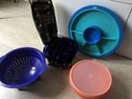 Tupperware: serveerschaal, blauw vergiet, oranje schaal, Blauw, Schaal, Ophalen of Verzenden, Zo goed als nieuw
