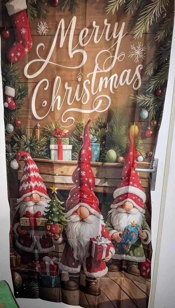 Deur banner kerst kerstkabouters Merry Christmas wanddoek, Diversen, Kerst, Nieuw, Ophalen of Verzenden