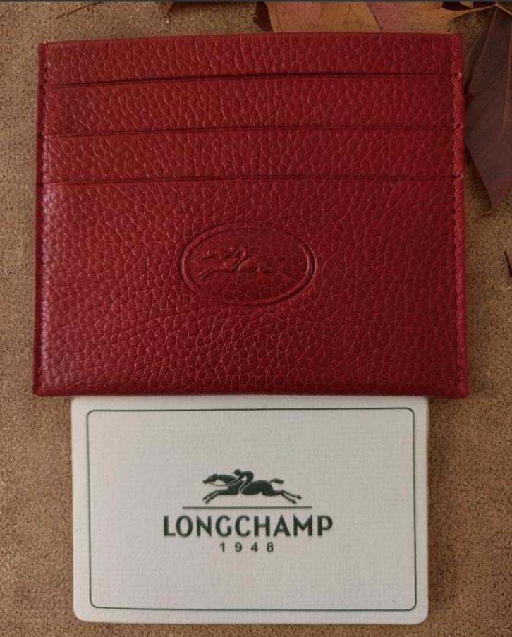 Longchamp Leren pasjeshouder rood leer, Sieraden, Tassen en Uiterlijk, Portemonnees, Zo goed als nieuw, Overige merken, Rood, Leer