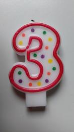 Kaars 3 jaar taart versiering verjaardag feest, Ophalen of Verzenden, Zo goed als nieuw, Versiering, Verjaardag