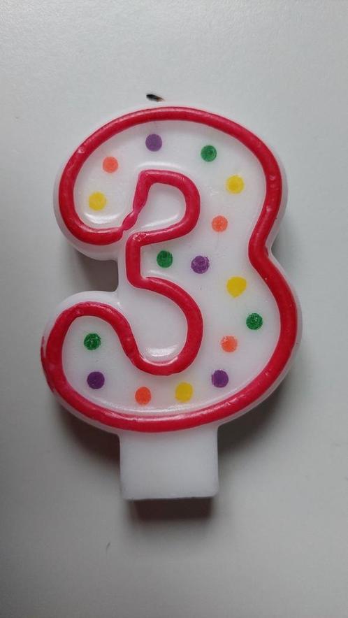 Kaars 3 jaar taart versiering verjaardag feest, Hobby en Vrije tijd, Feestartikelen, Zo goed als nieuw, Versiering, Verjaardag