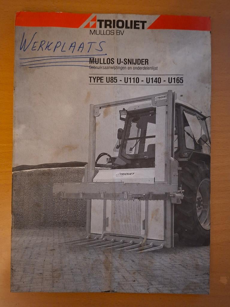 Gebruiksaanwijzing en onderdelenlijst Mullos U-snijder, Ophalen of Verzenden, Gelezen, Tractor en Landbouw
