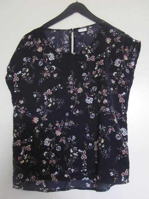 (6) Dames blouse/tuniek zwart met bloemen, maat L, Kleding | Dames, Blouses en Tunieken, Zo goed als nieuw, Maat 42/44 (L), Zwart