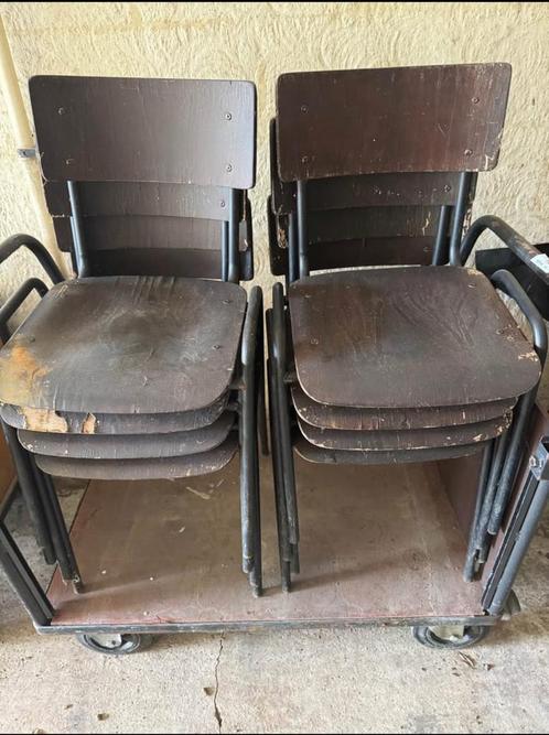 Vintage Schoolstoelen - Set van 18, Huis en Inrichting, Stoelen, Gebruikt, Vijf, Zes of meer stoelen, Hout, Zwart, Ophalen of Verzenden