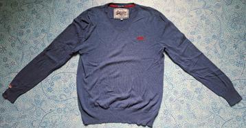 Superdry V-hals trui van kasjmiermix,– maat XL – blauw  beschikbaar voor biedingen