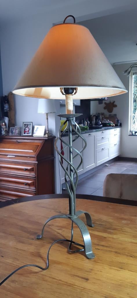 Smeedijzeren Staande Lamp - 75cm Hoog, Gebruikt, Ophalen of Verzenden, Landelijk, Stof