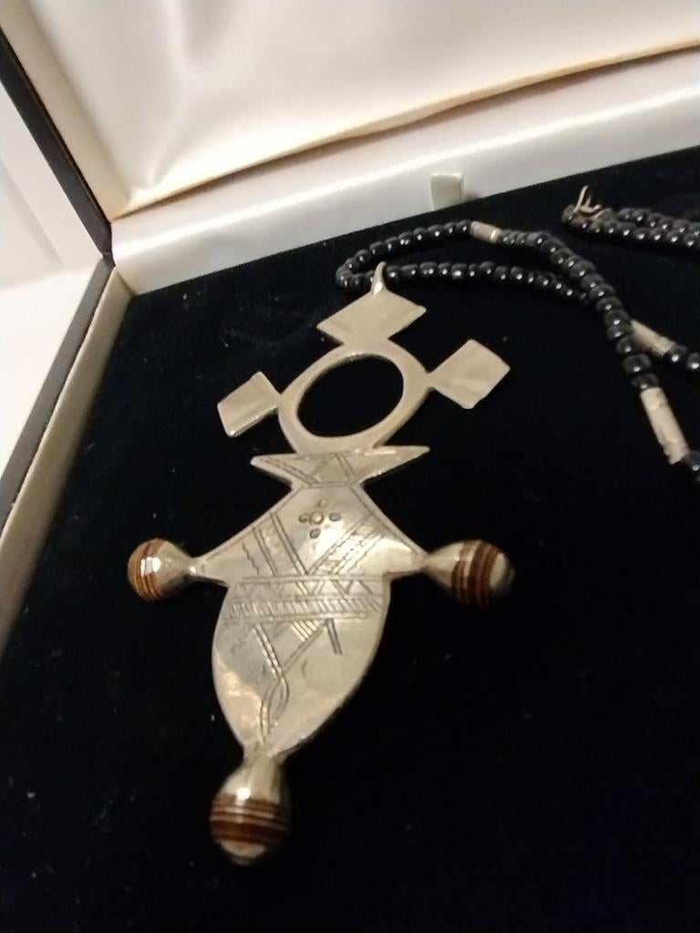 Vintage Tuareg zilver kruis pendant ketting hanger Niger, Sieraden, Tassen en Uiterlijk, Ophalen of Verzenden, Zilver, Hanger