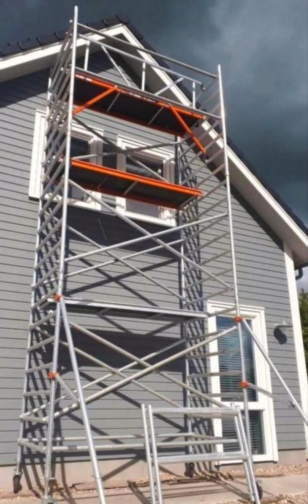 Rolsteiger huren? Werkhoogte 6.2m 8.2 m steiger schilder, Doe-het-zelf en Verbouw, Steigers, Rolsteiger of Kamersteiger, 5 meter of hoger