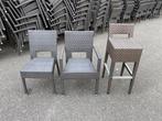 Nette partij terras stoelen en krukken (Satelliet), Ophalen of Verzenden, Zo goed als nieuw, Kunststof, Vijf, Zes of meer stoelen