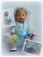 Poppenkleerjes glitterset blauw voor een baby pop van 43 cm, Nieuw, Ophalen of Verzenden, Babypop