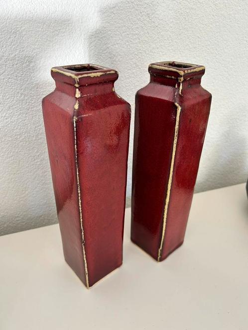 Set van 2 vazen ossebloed glazuur 1950–1970, Antiek en Kunst, Antiek | Vazen, Ophalen of Verzenden