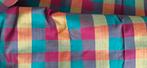 Taft zijde stof groen, rood, geel, oranje geblokt, Hobby en Vrije tijd, Overige kleuren, 120 cm of meer, Ophalen of Verzenden