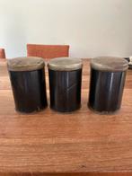 Vintage zwarte blikken - set van 3, Overige materialen, Gebruikt, Schaal, Rond