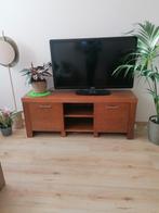 Houten TV-meubel + bijpassende plank, Ophalen, 100 tot 150 cm, Eikenhout, Zo goed als nieuw