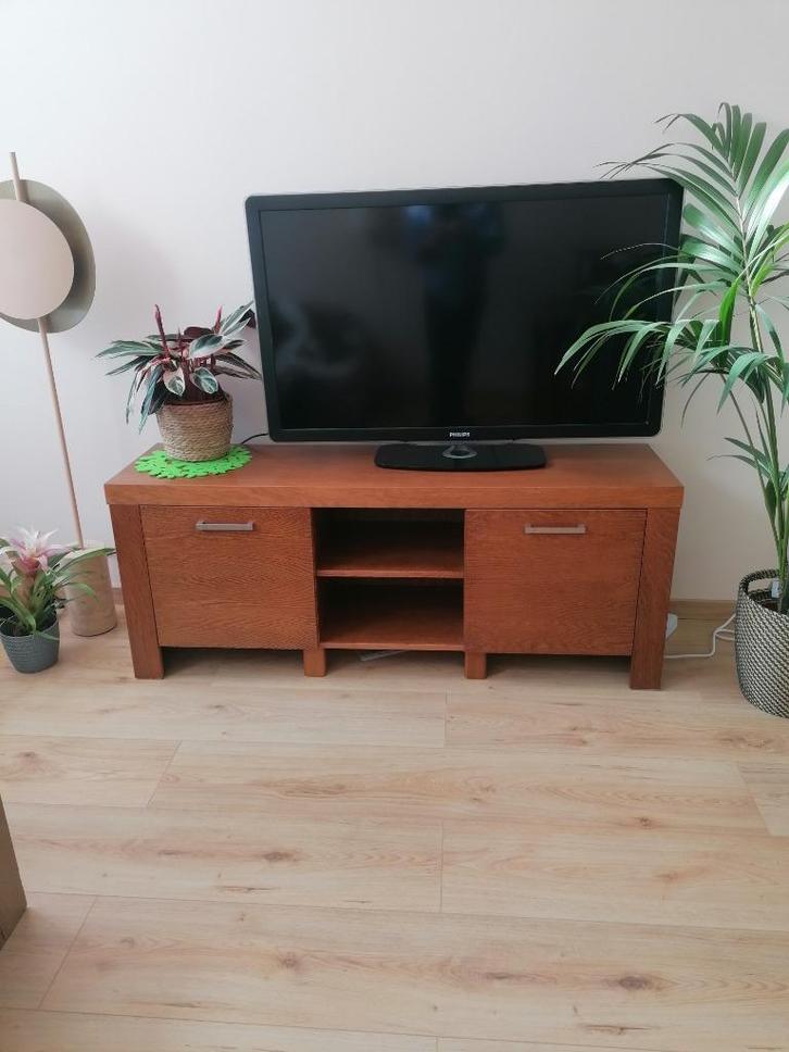 Houten TV-meubel + bijpassende plank, Huis en Inrichting, Kasten | Televisiemeubels, Zo goed als nieuw, Minder dan 100 cm, 100 tot 150 cm