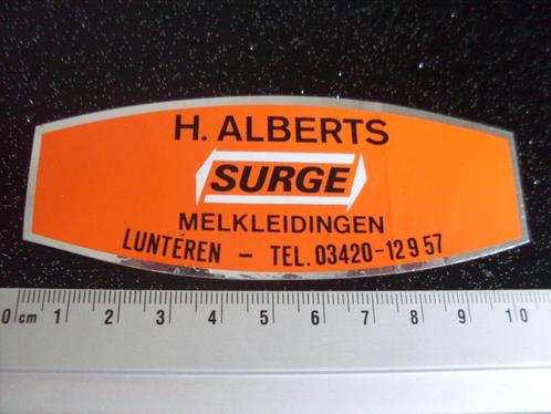 2x folie sticker H. Alberts surge melkleidingen lunteren, Verzamelen, Stickers, Zo goed als nieuw, Bedrijf of Vereniging, Verzenden