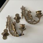 Antieke  koperen wandkandelaren, Ophalen of Verzenden, Koper of Brons