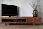Teak TV meubel van het merk Foucault 180x37x45cm, Huis en Inrichting, 150 tot 200 cm, Minder dan 100 cm, 25 tot 50 cm, Teakhout