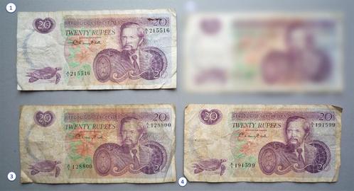 3x bankbiljet Seychellen 20 Rupees, Postzegels en Munten, Bankbiljetten | Afrika, Setje, Overige landen, Verzenden