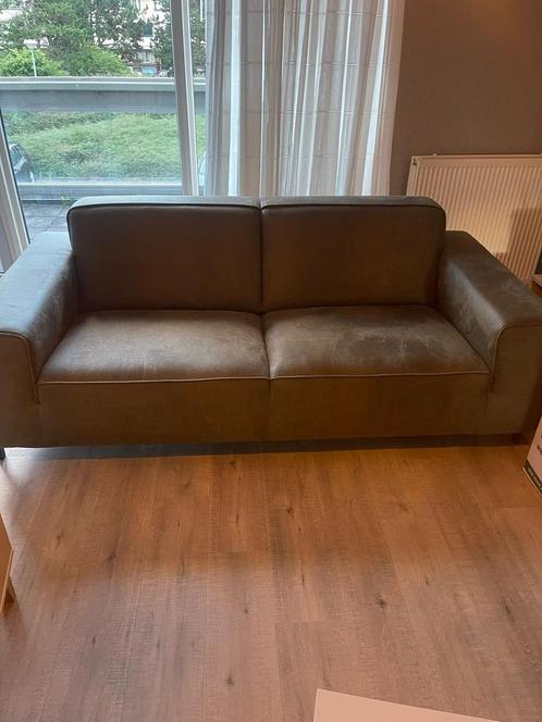 Te koop groene bank, witte ovale tafel en salontafel, Huis en Inrichting, Banken | Bankstellen, Zo goed als nieuw, Ophalen