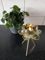 Waxine Lichthouder Lotus Bloem Op Standaard Met Groen Glas., Huis en Inrichting, Woonaccessoires | Kandelaars en Kaarsen, Overige materialen