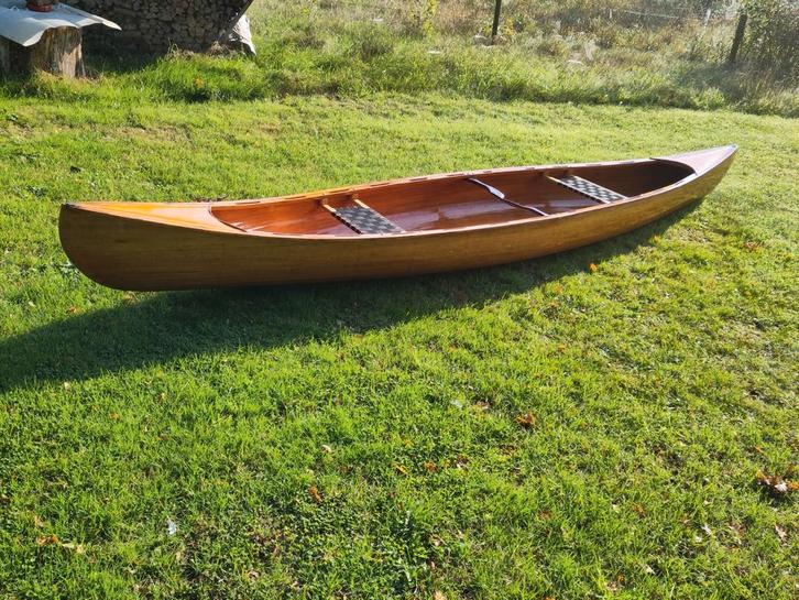 Houten Canadese Kano, Watersport en Boten, Kano's, Gebruikt, Canadese kano of Open kano, Twee personen, Met peddels, Ophalen