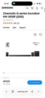 Samsung Cinematic Q-series Soundbar HW-Q930F (2025) Nieuw!, Ophalen of Verzenden, Met ingebouwde subwoofer, Nieuw