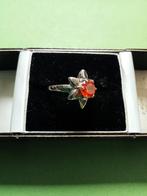 Mooie Fijne Zilveren Ring met Mandarijn Granaat - maat 17, Sieraden, Tassen en Uiterlijk, Antieke sieraden, Verzenden, Zilver