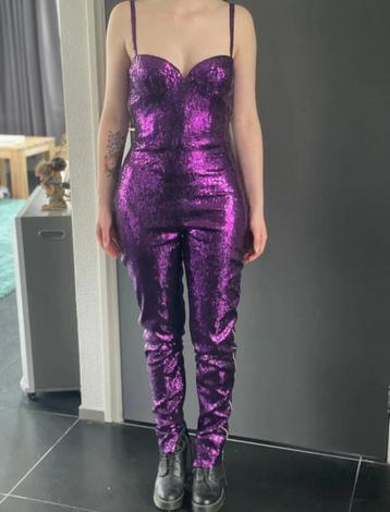 Originele Dundas paarse sequens jumpsuit maat 36/38 beschikbaar voor biedingen