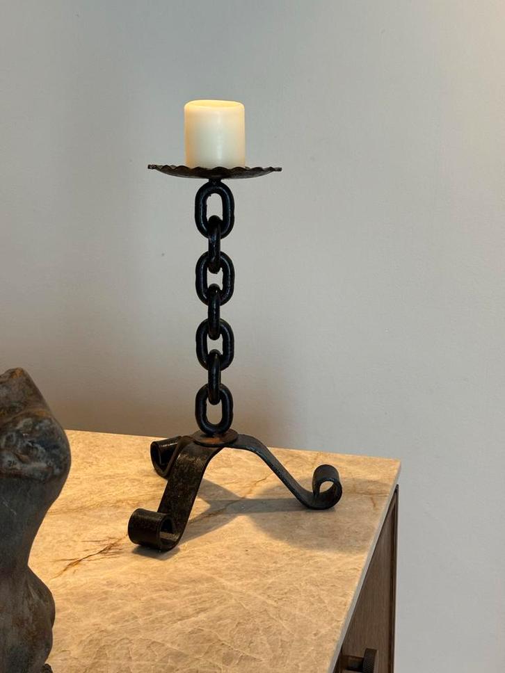Vintage Brutalist Kandelaar, Smeedijzer, Huis en Inrichting, Woonaccessoires | Kandelaars en Kaarsen, Overige materialen, Ophalen of Verzenden