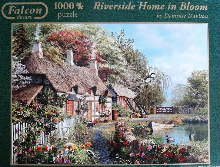 Falcon de Luxe Riverside Home in Bloom Puzzel 1000 stukjes, Hobby en Vrije tijd, Denksport en Puzzels, Gebruikt, Legpuzzel, 500 t/m 1500 stukjes