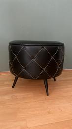 Vintage leren jaren 40 jaren poef, Verzamelen, Retro, Ophalen of Verzenden, Huis en Inrichting
