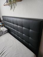 Complete boxspring inclusief hoofdbord, Zwart, Leatherlook, Tweepersoons, Ophalen of Verzenden