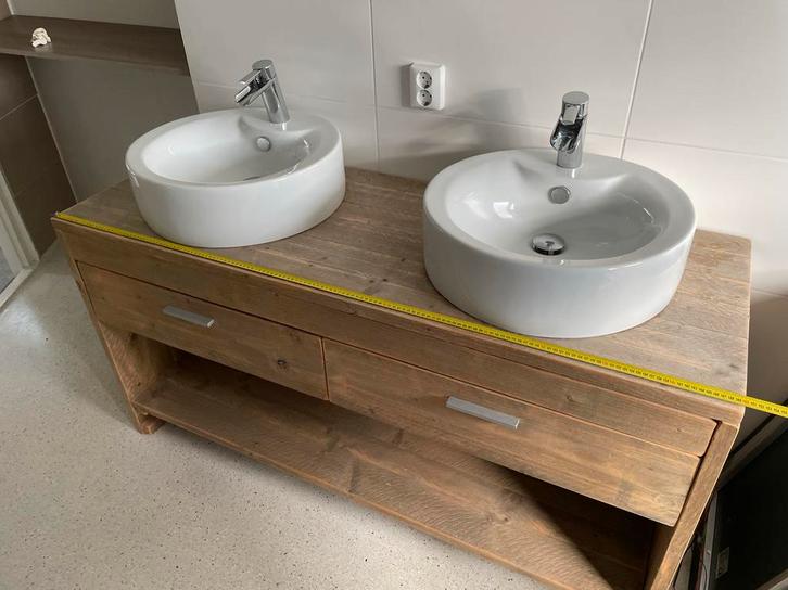 Wastafelmeubel met 2 wasbakken - 150cm, Huis en Inrichting, Badkamer | Badkamermeubels, Gebruikt, Wastafelkast, Minder dan 100 cm
