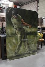 Groot Canvas schilderij van een golfer 165 x 120 cm.